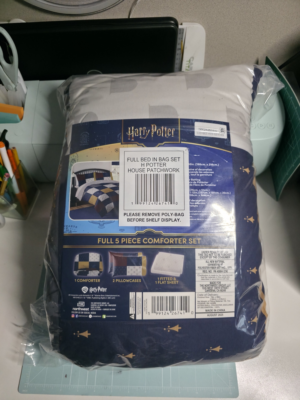 Warner Bros. Harry Potter Navy and Gray Patchwork Comforter Set